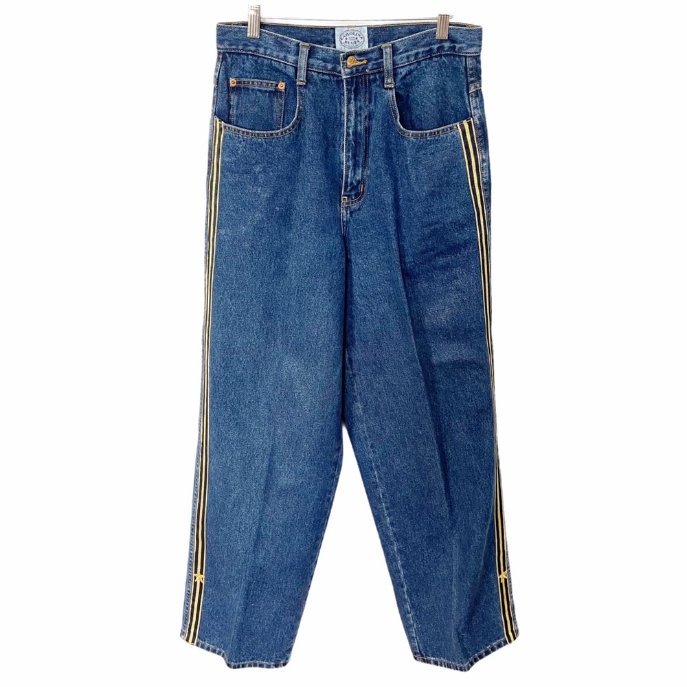 Vintage Blue High Rise Jeans with Gold Stripes